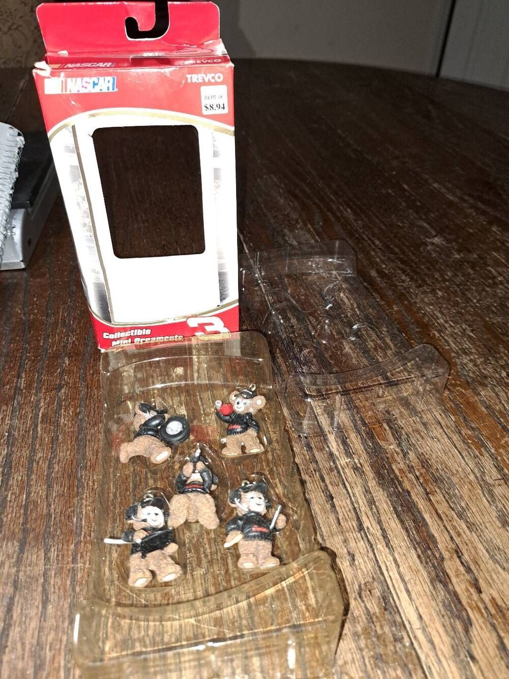 Vintage Trevco Dale Earnhardt Nascar Bear Pit Crew 5 Christmas Holiday Ornaments